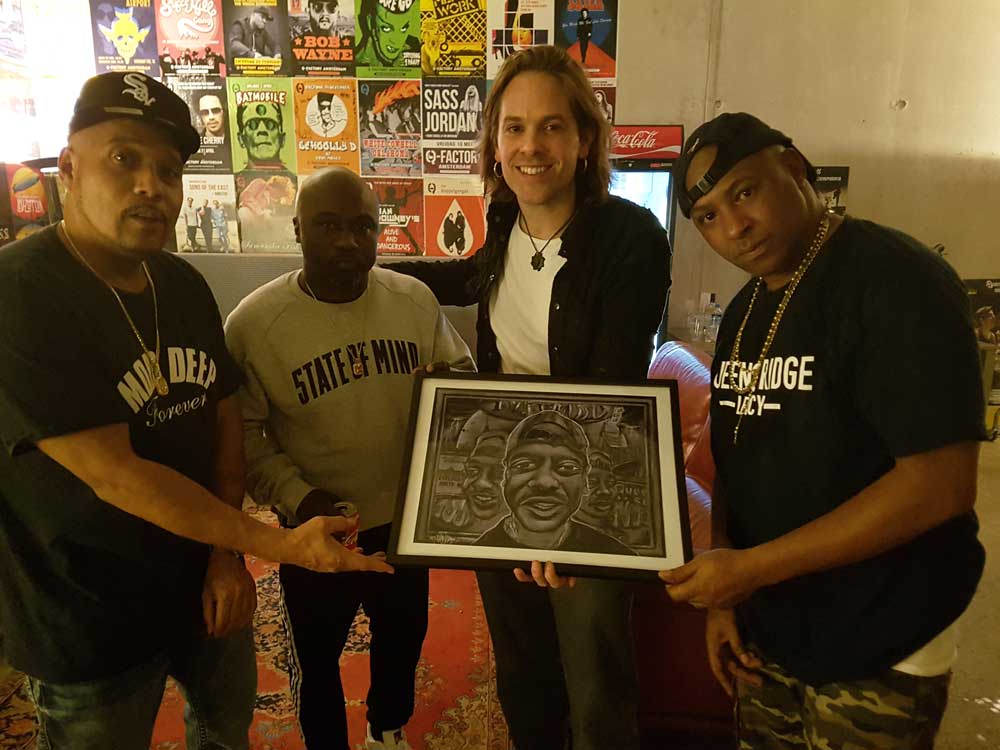 Albert Johnson (Prodigy) - Mobb Deep signed tattoo flash / hiphop drawing (pastel on 32x41 cm 160gr paper) (Sven Bakker)