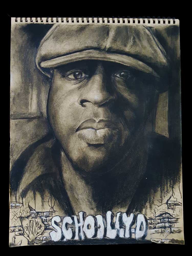 Crazy Legs - uitvinder en legendarische b-boy (breakdancer) - polychromo kleurpotlood op 220 gr. A2 papier (Sven Bakker)
