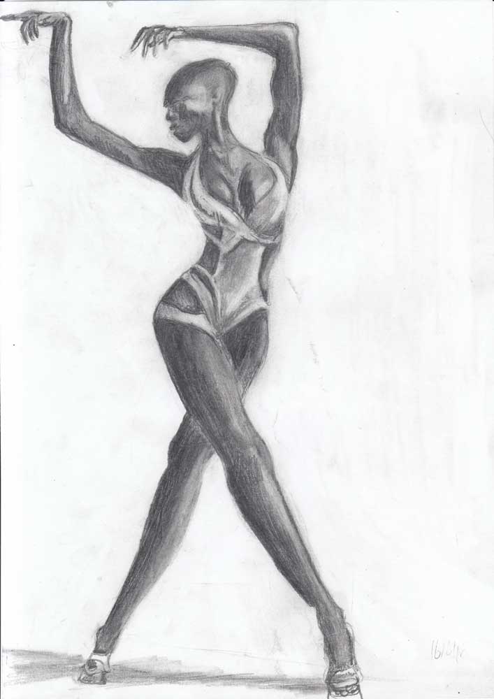 Black girl gesture drawing. Graphite on standard paper 5 gr paper (21x29,7cm) (2018) (svenimal.art)