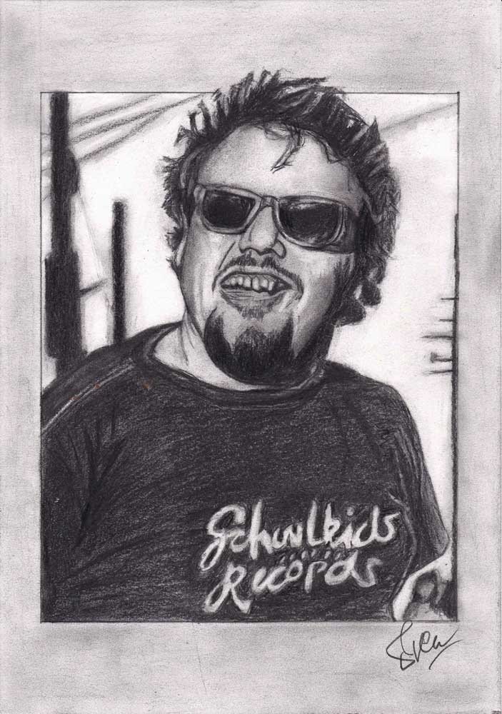 D. Boon (The Minutemen) portrait drawing. Graphite on Dessin a Grain 180gr paper (21x29,7cm) (2013) (sveninmal.art)