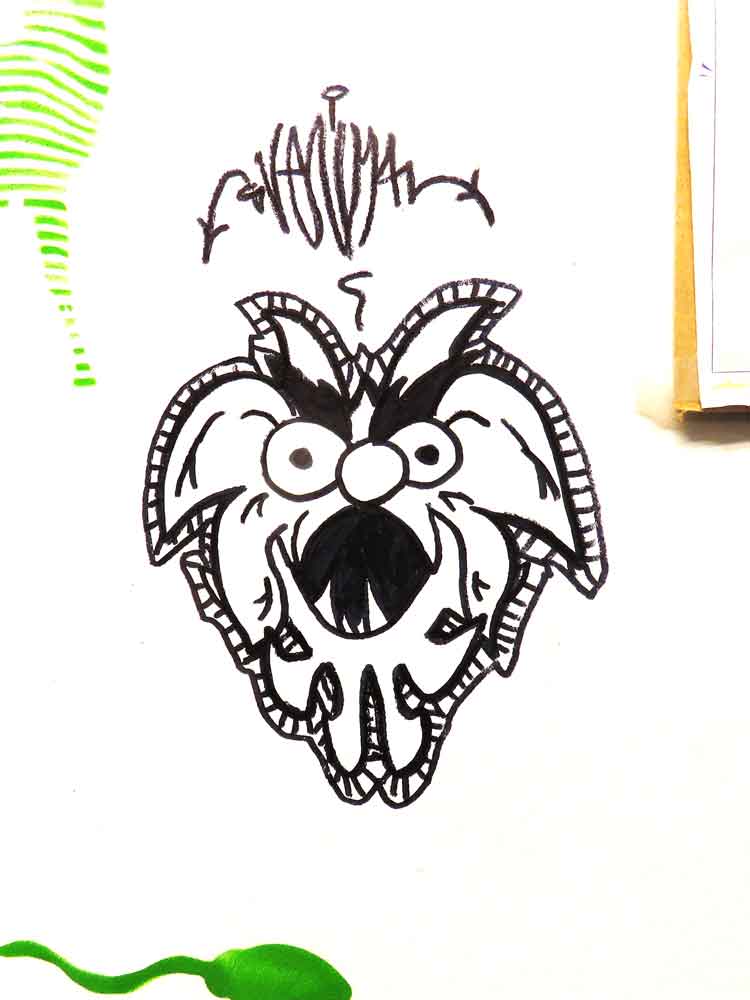 Svenimal graffiti character cartoon tag @ Teleport Art Hotel, Amsterdam (2017) (svenimal.art)
