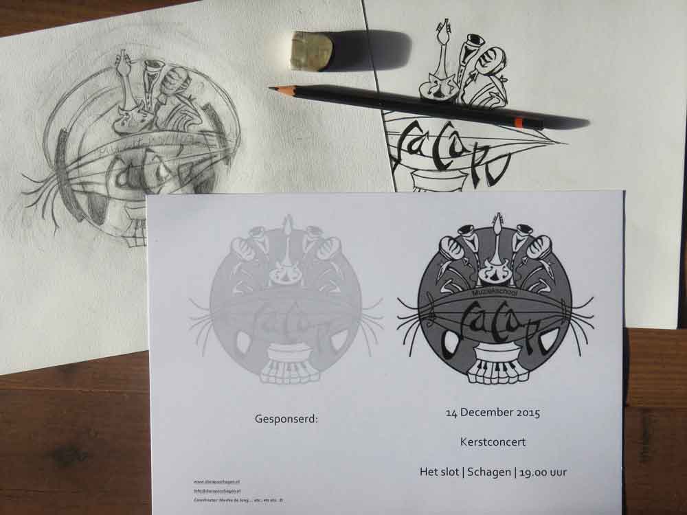 Sven Bakker logo and flyer design voor school of music Da Capo, Schagen. Photoshop (21x29,7cm) (2015) (svenimal.art)