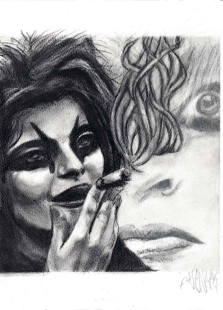 Portrait drawing Nina Hagen. Charcoal on Clairfontaine Dessin a Grain 180 gr paper (21x29,7cm) (2014) (svenimal.art)