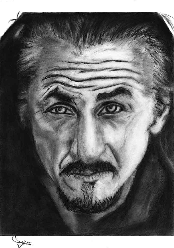Sean penn portrait drawing. Graphite and charcoal on Clairefontaine Dessin a Grain 180gr paper (21x29,7cm) (2013) (sveninmal.art)
