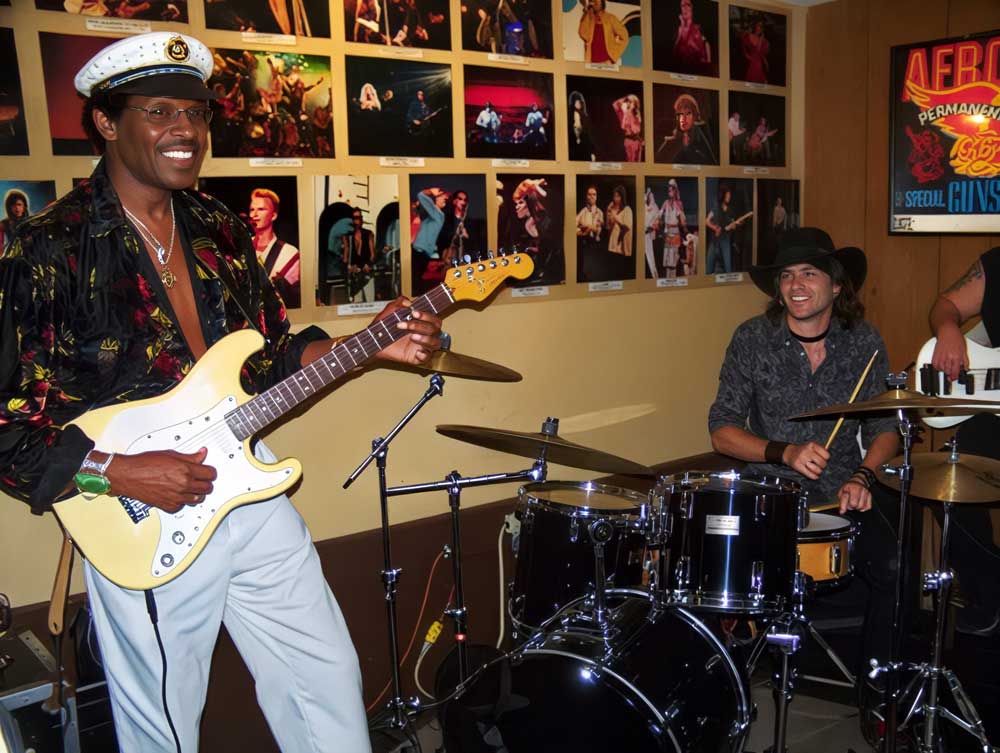 Sven Bakker playing with Louis Metoyer (4 Non Blondes) and Willie and The Chambers Brothers @ Canters Deli, Hollywood (2008) (svenimal.art)