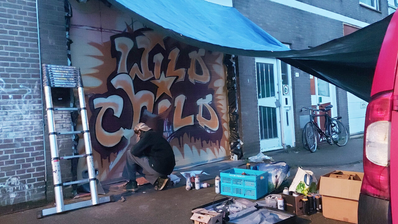 Wild Child Cacao graffiti streetart mural commission based on “Wild Style” @ Amsterdam Noord (2023) (svenimal.art)