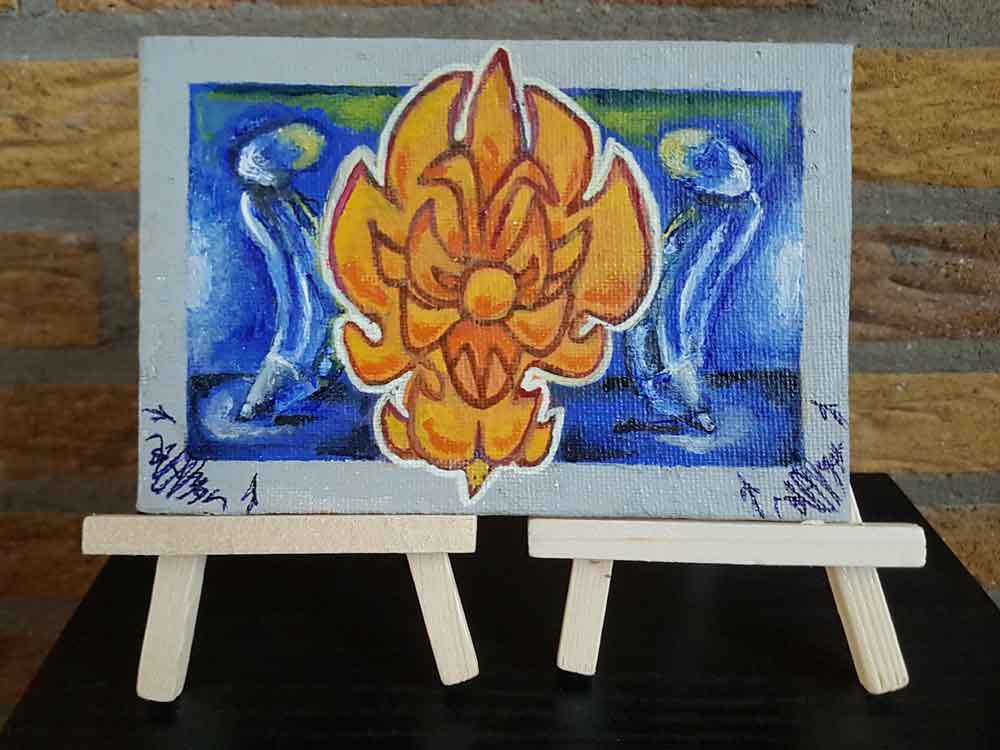 Acrylic mini-painting graffitki character cartoon acryllic (mini canvas-15x10cm) (svenimal.art)