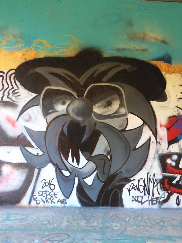 Svenimal graffiti streetart tribute to DJ Kool Herc (hiphop pioneer) @ Flevo Park, Amsterdam (2016) (svenimal.art)
