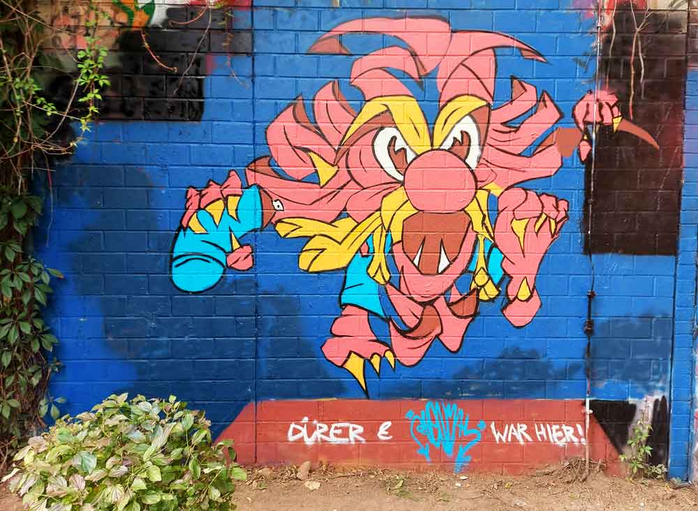 Svenimal “Durer War Hier” graffiti charcacter cartoon @ Gleid 8, Aachen, Germany (2021) (svenimal.art)