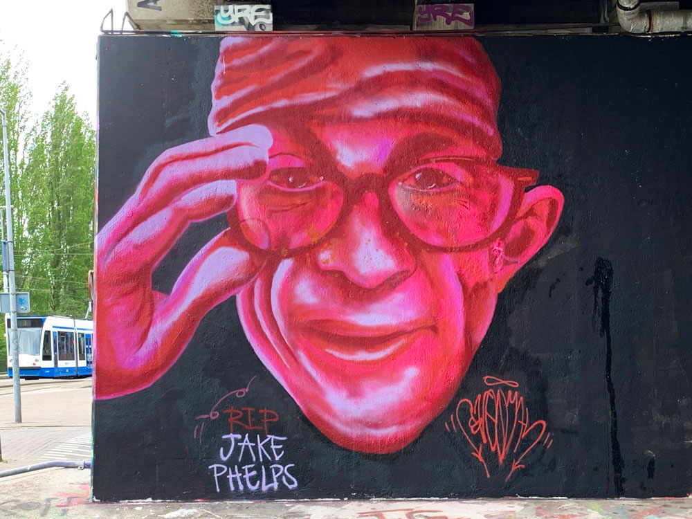 Jake-Phelps (Thrasher magazine) garaffiti streetart portrait painting mural @ Flevopark, Amsterdam (2019) (svenimal.art)
