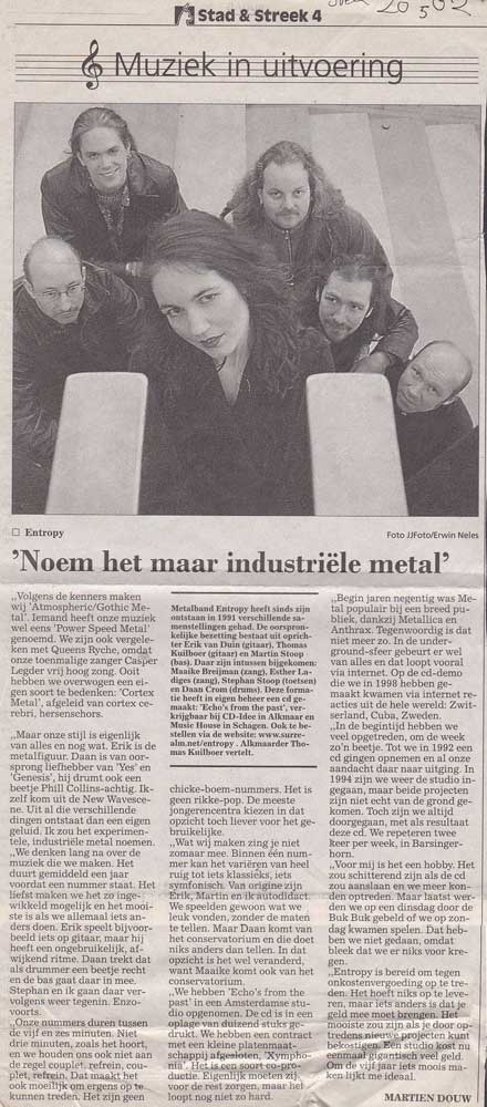 Sven with symphonic metal band Entropy @ Noord-Hollands Dagblad (2022) (svenimal.art)