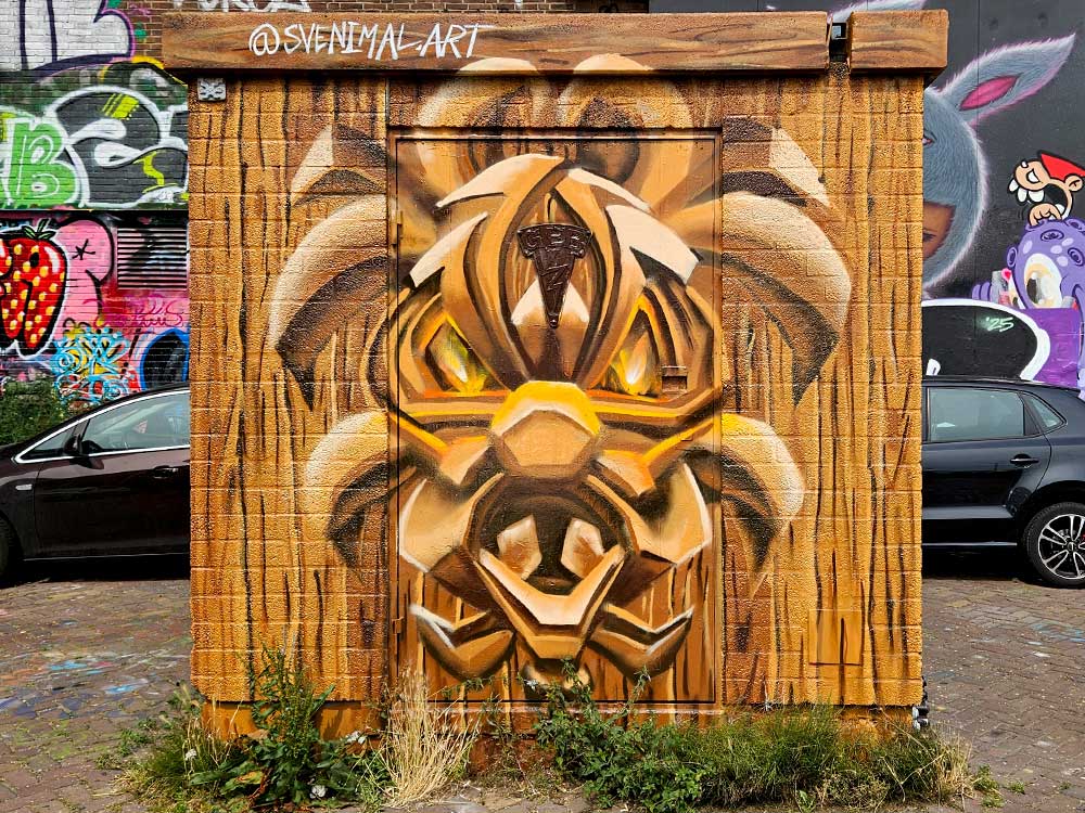 Svenimal graffiti character wood – streetart mural @ NDSM, Amsterdam (svenimal.art) (2025)