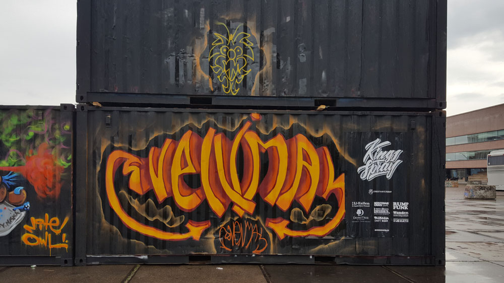 Svenimal graffiti character cartoon streetart piece @ Amsterdam Noord (2017) (svenimal.art)