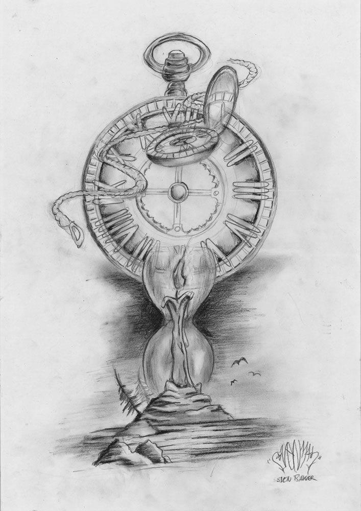 Tattoo time clock tattoo drawing graphite standard paper 5 gr – 29,5x42cm) (2018) (svenimal.art)