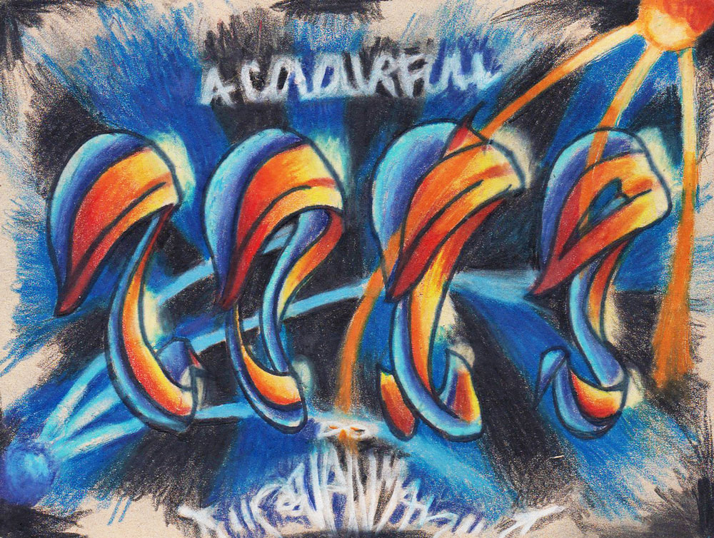 Graffiti piece numbers new years card 2019. Polychromos colored pencils on 300 gr Strathmore Toned Tan Mixed Media 300 gr (15,2x20,3cm) (2018) (svenimal.art)