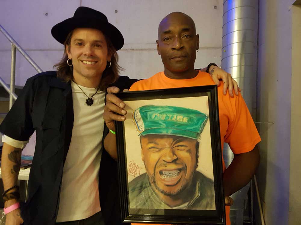 Sveninmal with Just-ice Pastel potrait drawing Just-Ice signed by Just-Ice. Pastels and pan-pastels on 118gr Strathmore Toned Tan (27,9x35,6cm) (2019) (svenimal.art)